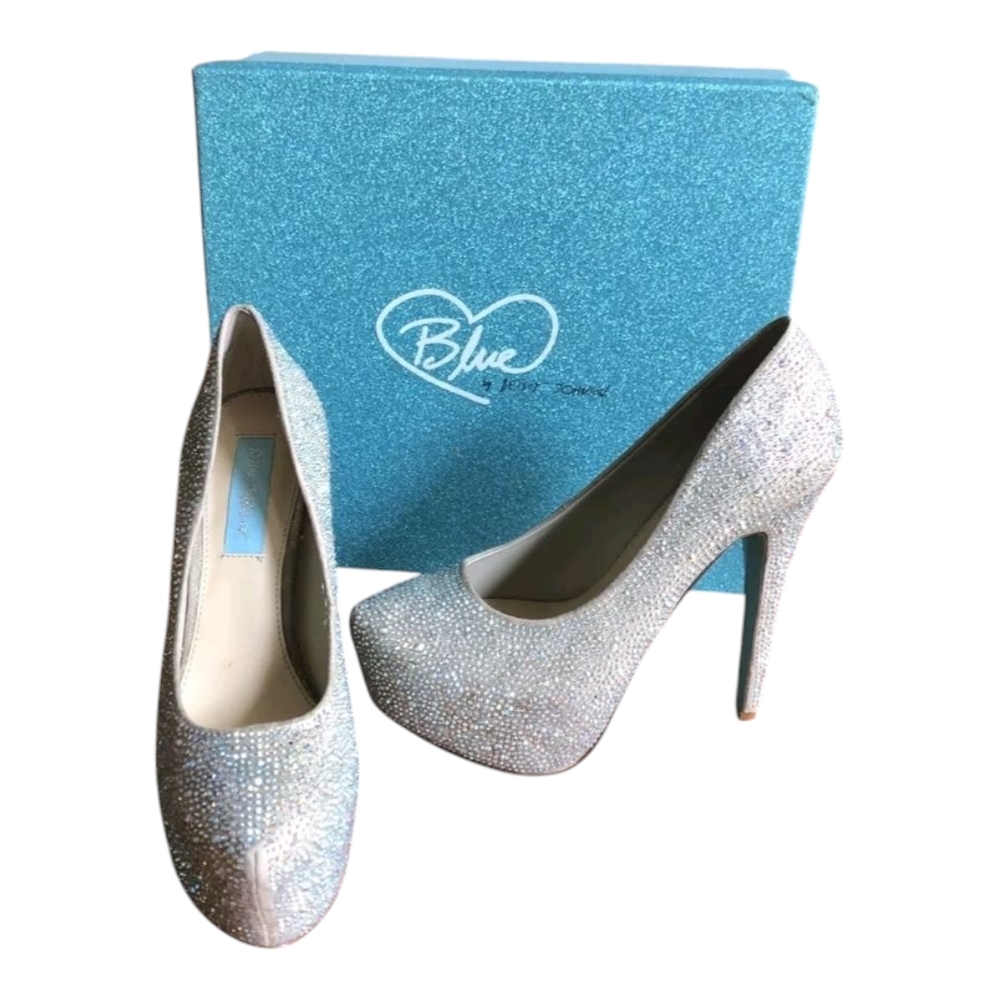 Betsey Johnson Blue Wish Silver Glitter Stiletto Heels
